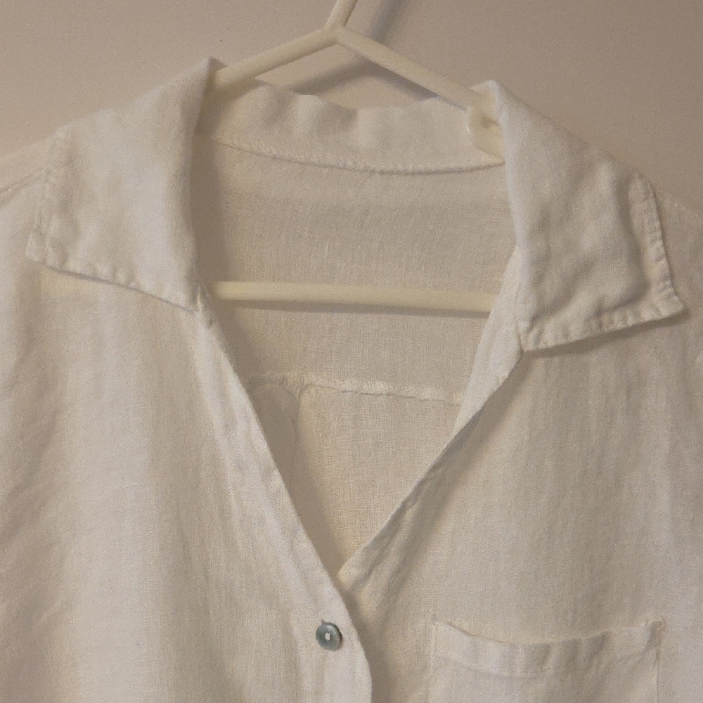 White Button-Down Linen Shirt - image 2